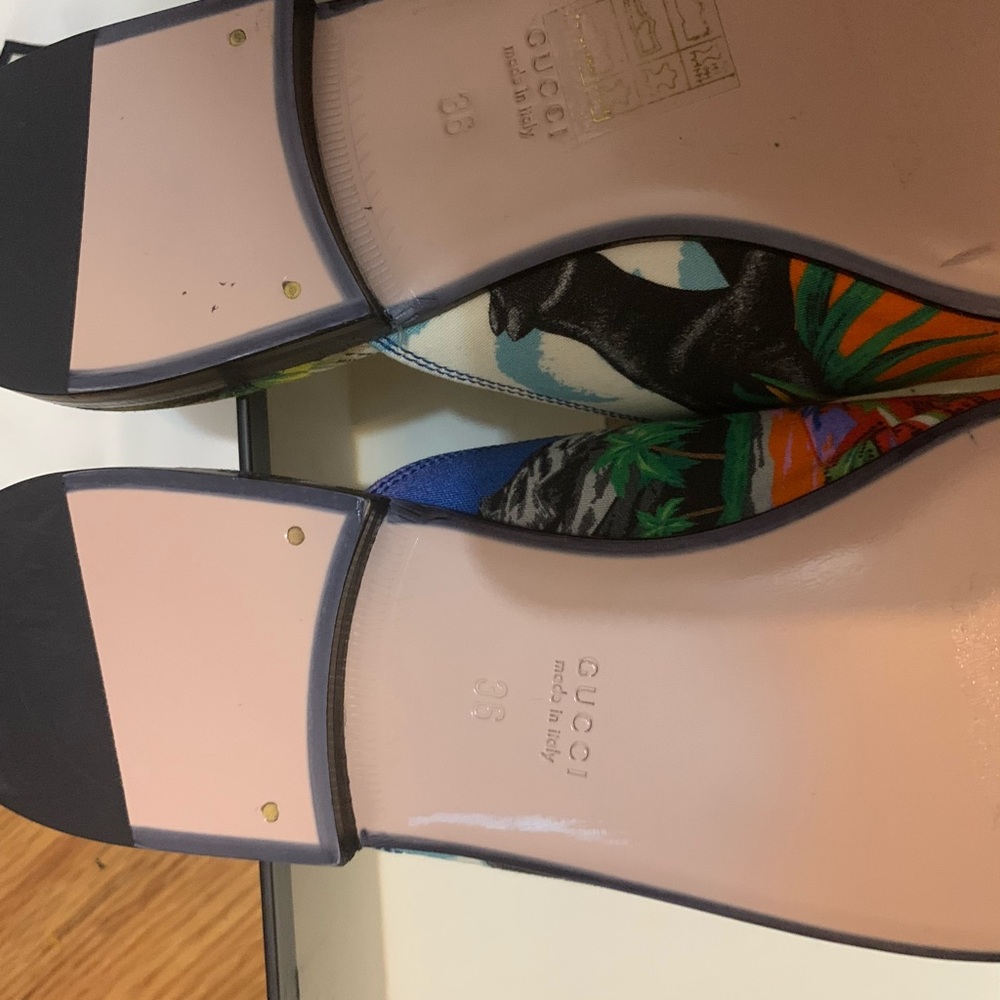SOLD Gucci Princetown GG Canvas Horsebit Floral Backless Slipper Mules 36 Prin - Picture 3 of 6